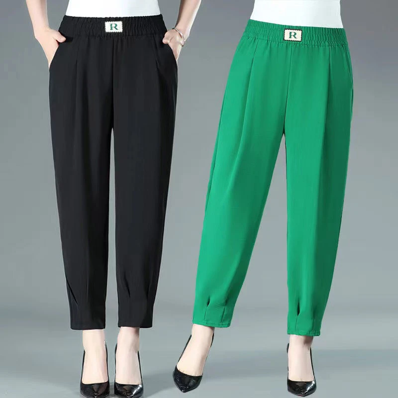 Codysan休闲宽松九分哈伦裤女薄款松紧腰妈妈薄款小脚裤显瘦百搭