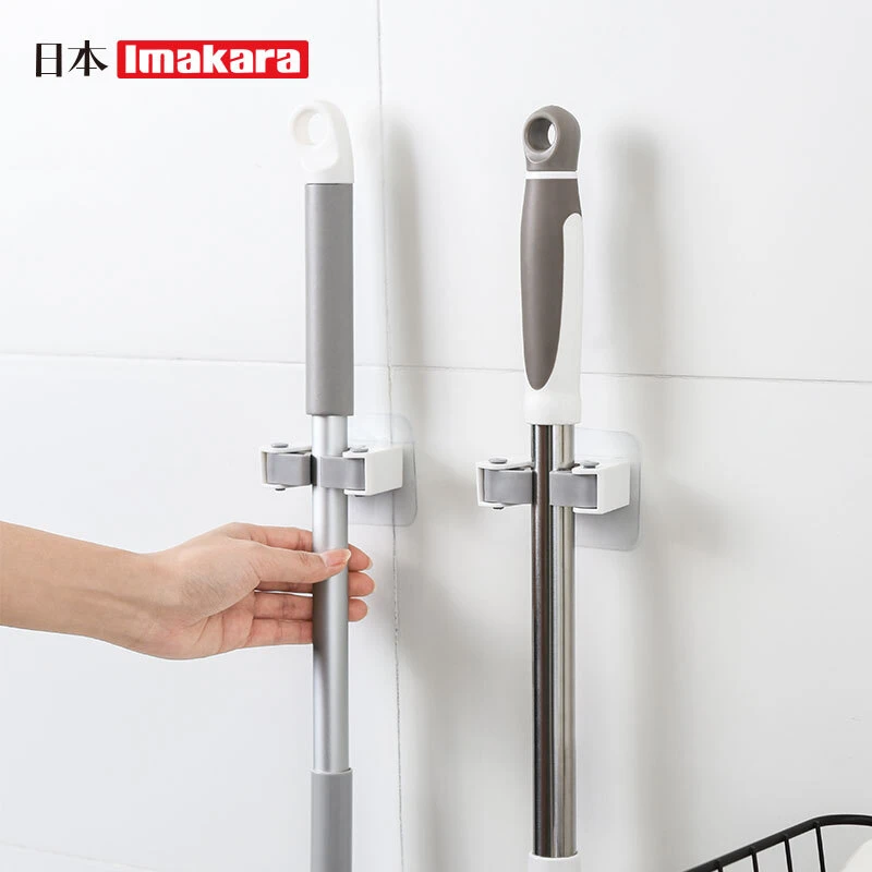 日本浴室拖把夹壁挂免打孔强力无痕挂钩卫生间收纳新奇家用好物