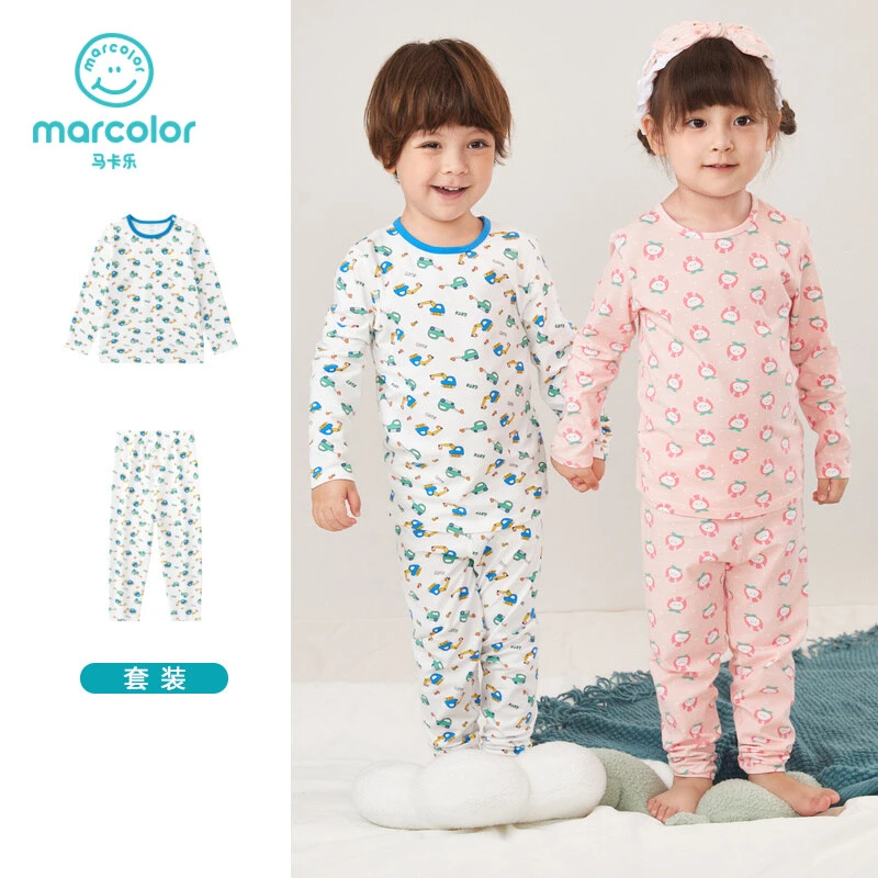 马卡乐男女童婴童套头内衣ol套装猪猪侠睡衣连体婴儿500322035202