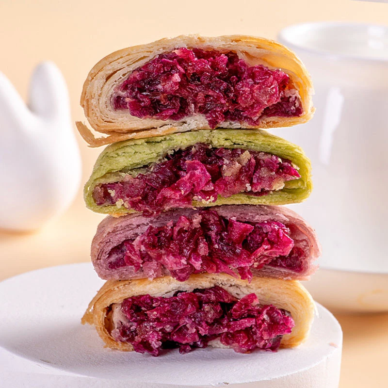 玫瑰鲜花饼云南特产玫瑰花鲜花饼传统糕点点心早餐零食