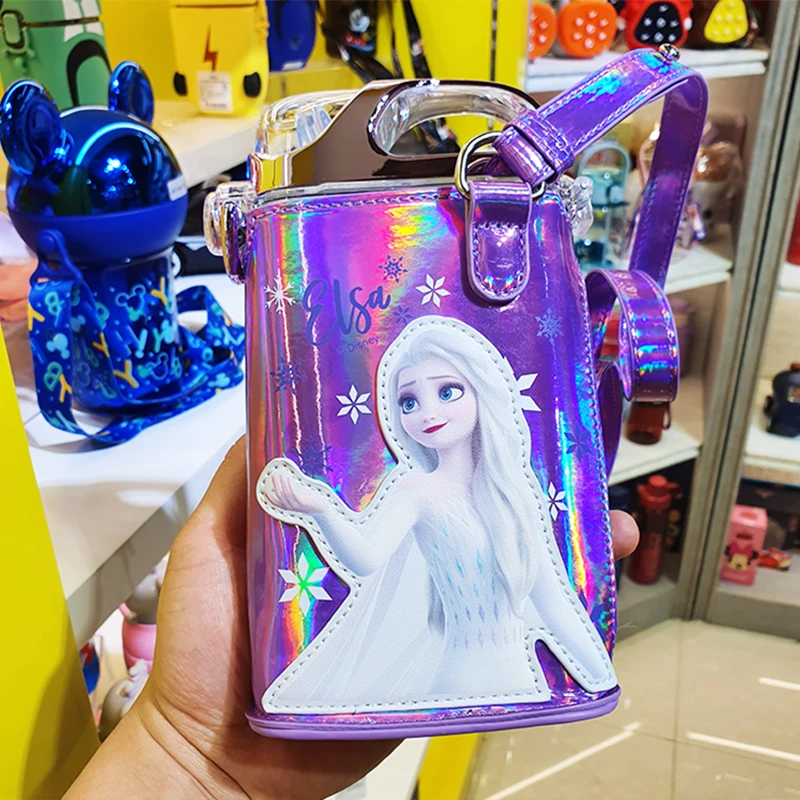 【品牌】迪士尼鸭嘴杯吸管杯卡通可爱女孩便携方形杯儿童礼物水杯