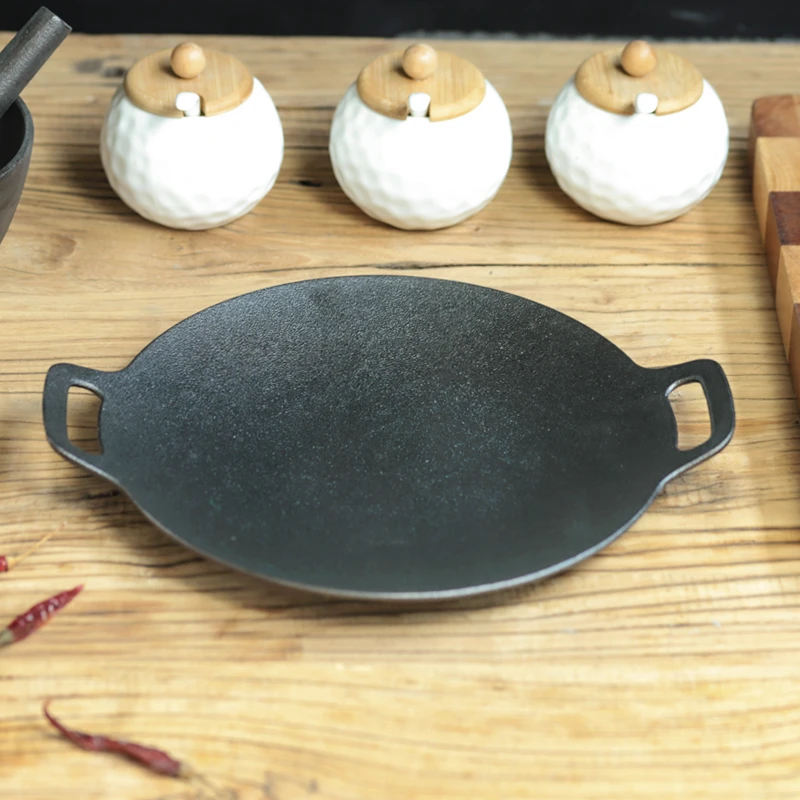 【沐子严选】铸铁多功能平底煎锅凹面烤肉盘34CM口径4-10人