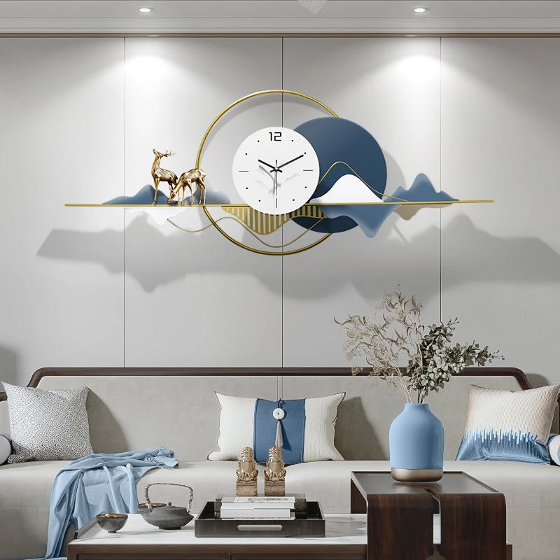 飞鸟集2025新款餐厅装饰画时钟高级感挂表现代简约钟表壁挂钟客厅