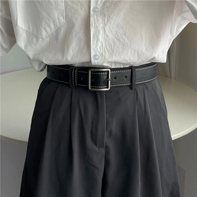 ins皮带男女个性韩版哑光银针扣腰带学生柔软百搭配西裤牛仔裤带