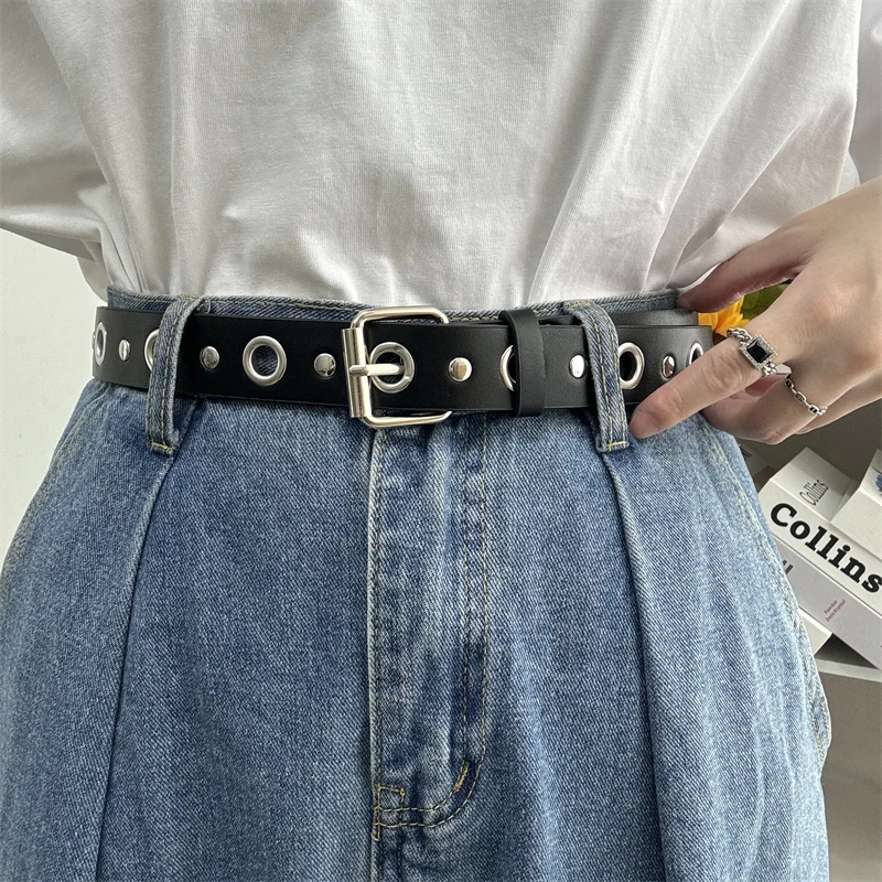 复古铆钉设计感朋克风美式腰带免打孔ins男女小众金属牛仔裤皮带