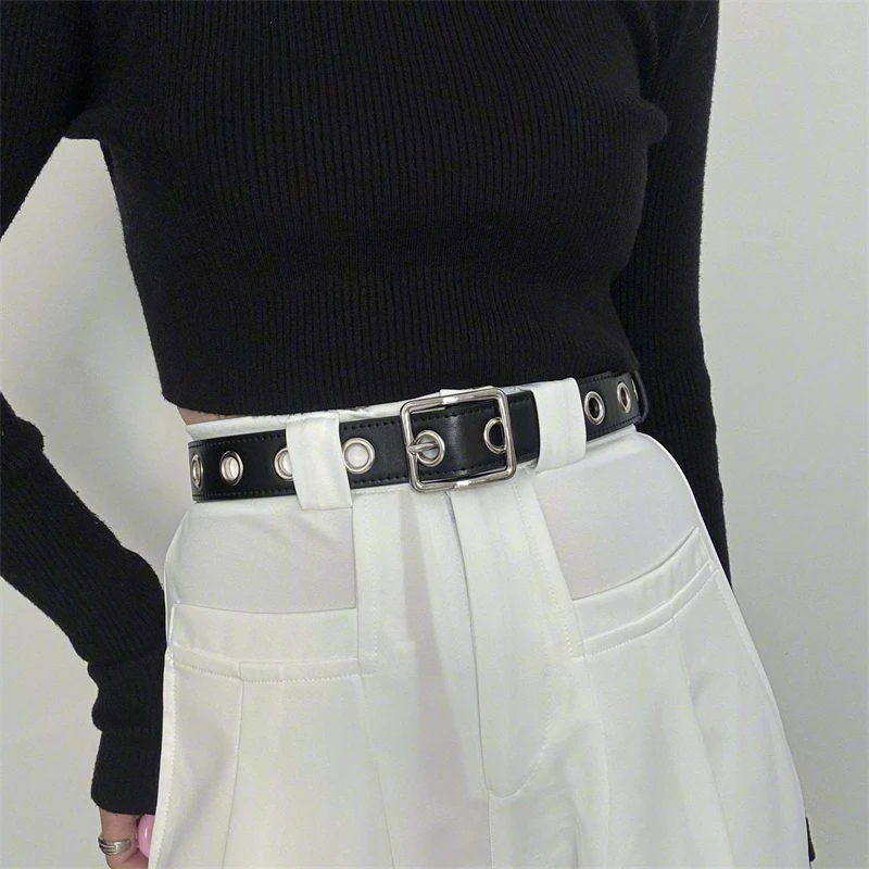 时尚全孔针扣皮带女ins风休闲韩版百搭免打孔年轻人腰带男裤腰带