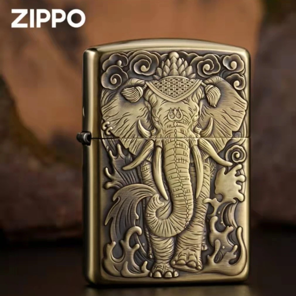 ZIPPO/之宝【六牙大象】立体浮雕-黄铜盔甲打火机 DYJ1
