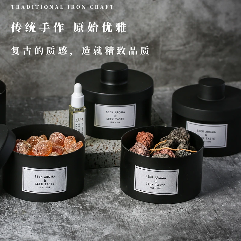 小众高级铁罐香薰卧室房间办公室精油扩香石熏香高端摆件礼物