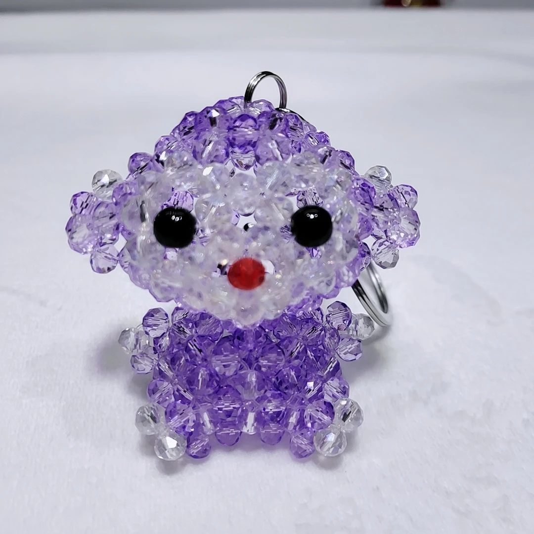 手工编织6mm坐猴紫色潮玩挂件