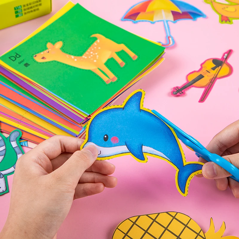 儿童彩色折纸3-7岁幼儿园diy手工制作宝宝益智玩具剪纸书大全书籍