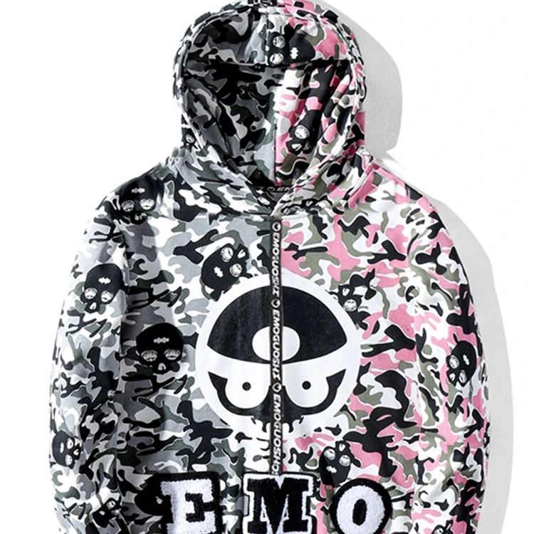 W472恶魔果实秋冬季加厚潮流连帽帅气个性上衣男士外套潮