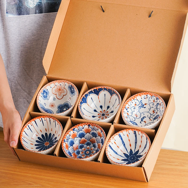 日式陶瓷米饭碗汤碗耐高温手绘釉下彩家用高颜值餐具套装