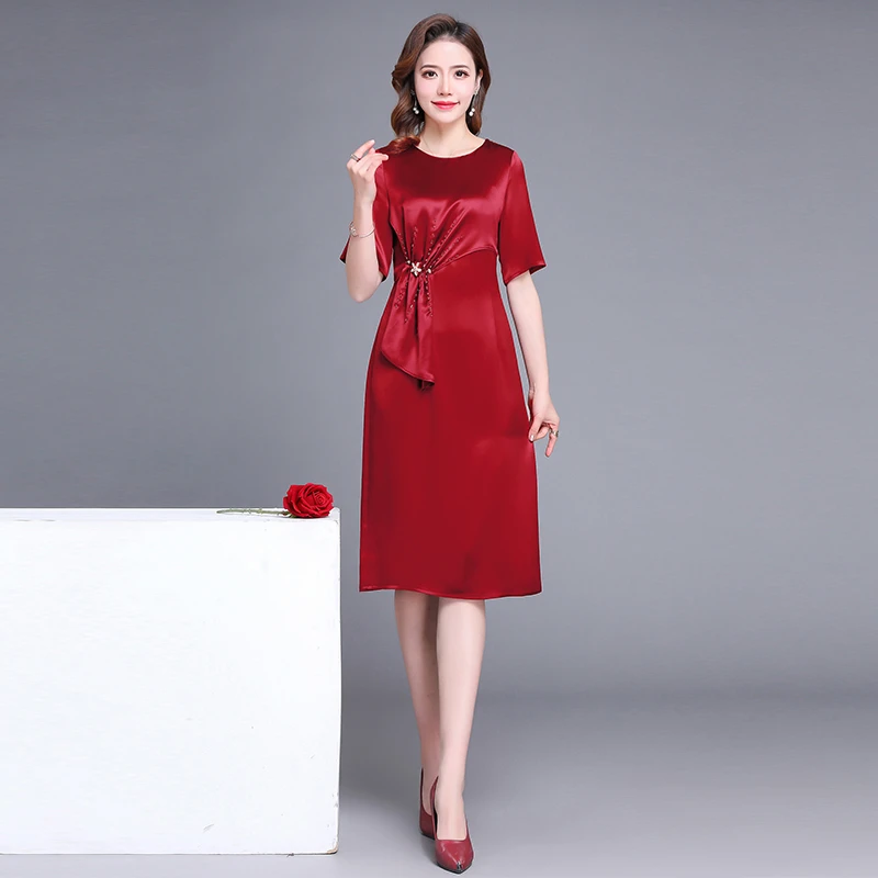 【弗米妮】6980夏季新款醋酸缎气质优雅喜婆婆礼服简单贵气日常