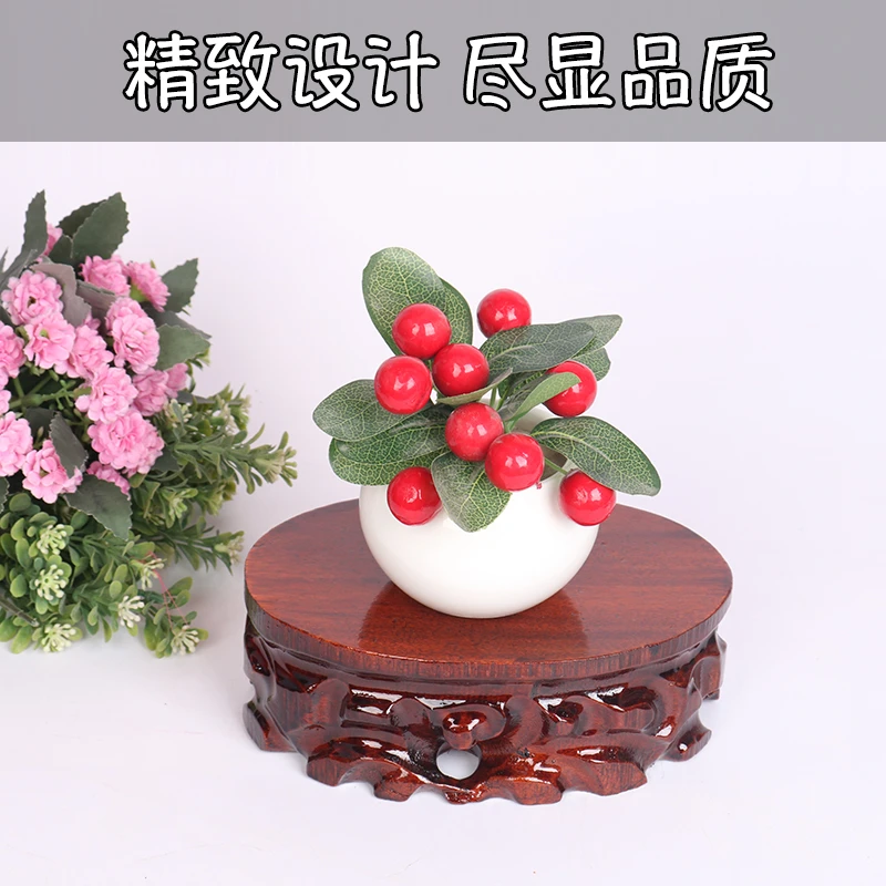 b050-4椭圆形12-8实木奇石底座可挖槽茶壶鱼缸花瓶花盆座子