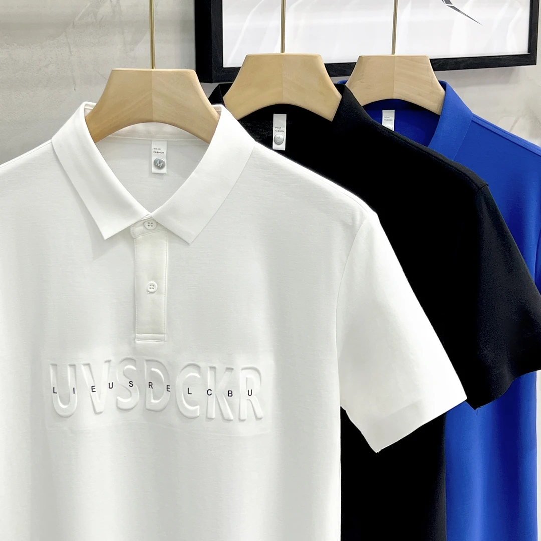 polo衫男士休闲2024夏季新款潮流刺绣翻领短袖T恤男装潮牌上衣服