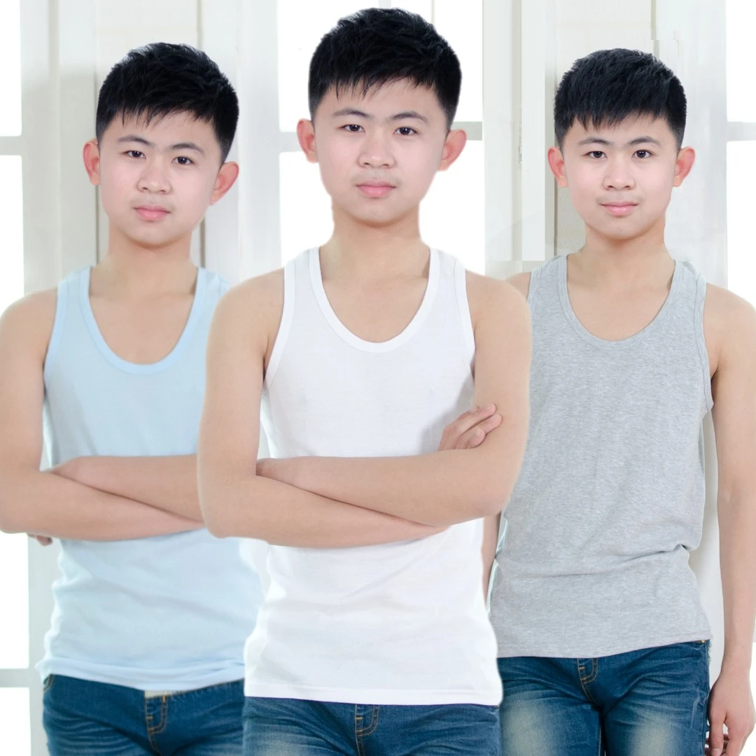 儿童纯棉背心内衣男童中大童打底衫夏季无袖背心纯色薄款学生小孩