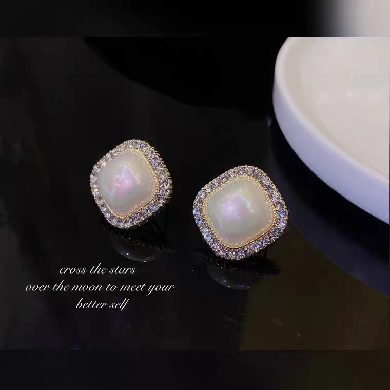 铜合金耳饰 人鱼姬珠珠七彩镶耳钉