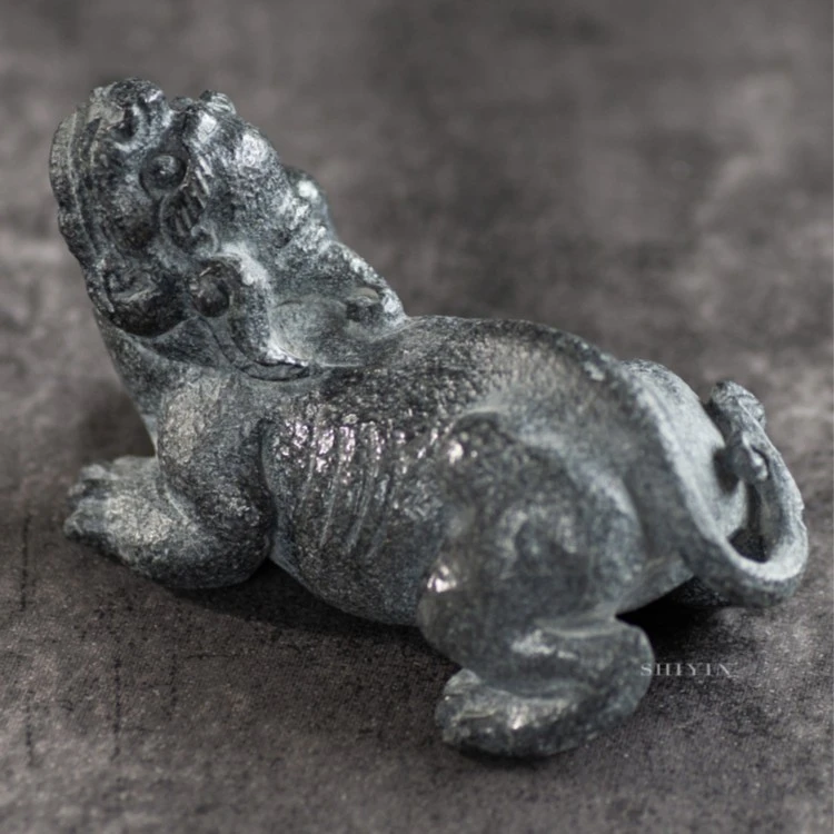 尚古石刻手工乌金石头变色旧茶宠摆件可养招财茶玩貔貅茶道具礼品