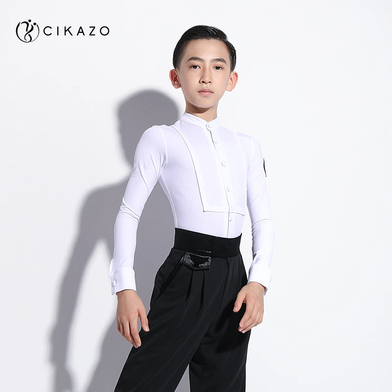CKZ茜卡索 拉丁舞服男童专业考级比赛服上衣高端赛服衬衫G7031