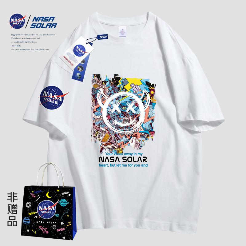 NASA联名款2022年夏季新款印花小恶魔情侣同款短袖T恤