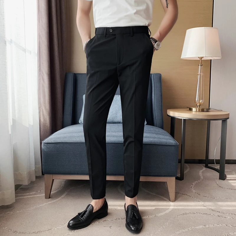 901韩版西裤男小脚裤修身英伦男士西装裤免烫西装百搭西装裤纯色