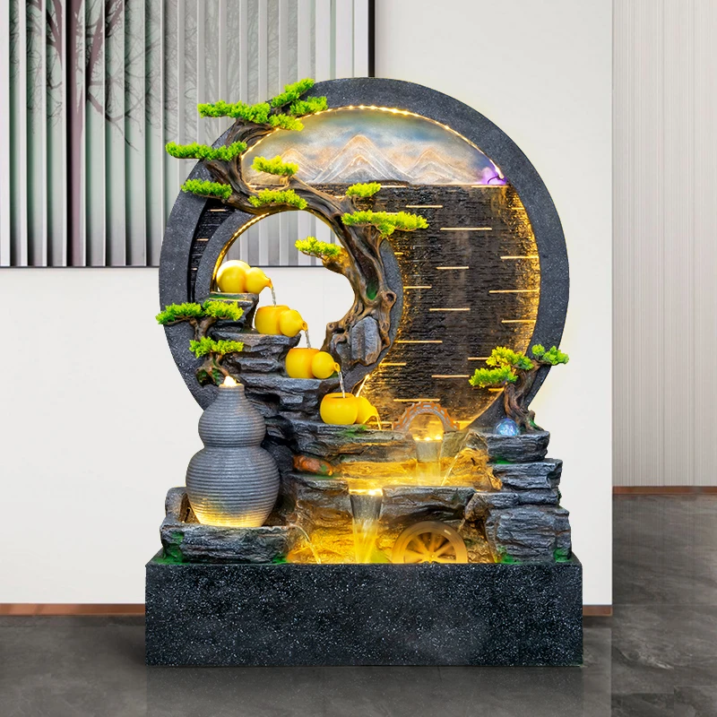 水幕墙假山流水屏风装饰办公室玄关阳台别墅庭院鱼池喷泉景观摆件