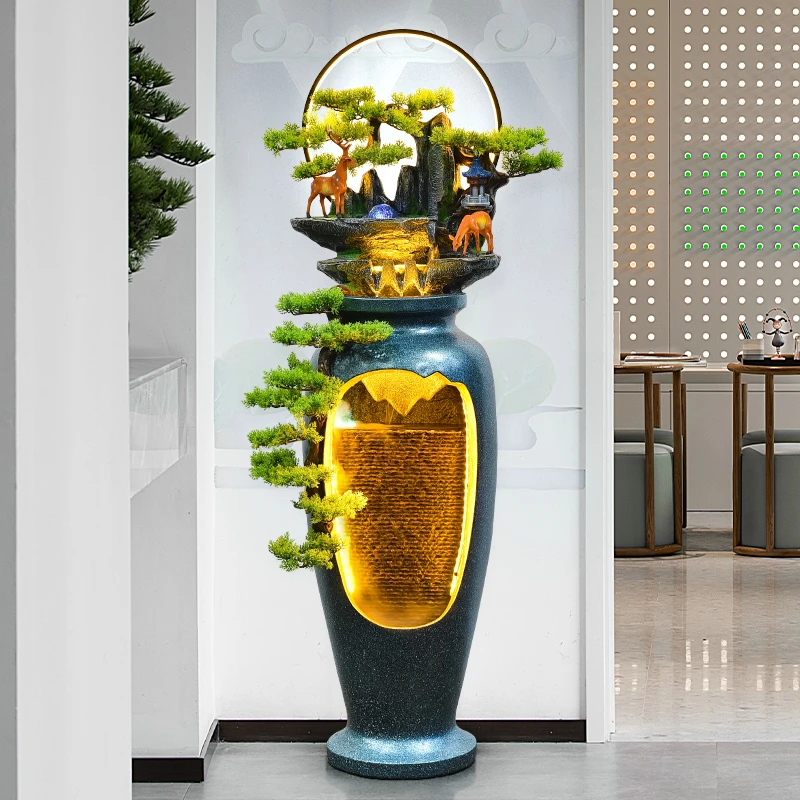 流水循环落地招财摆件喷泉假山加湿器办公室内外景观乔迁新居礼品