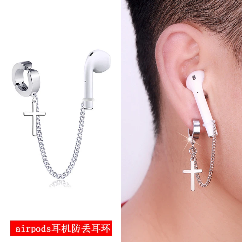 钛钢耳饰 耳机防丢耳环无线蓝牙耳机无耳洞耳夹不褪色运动耳环