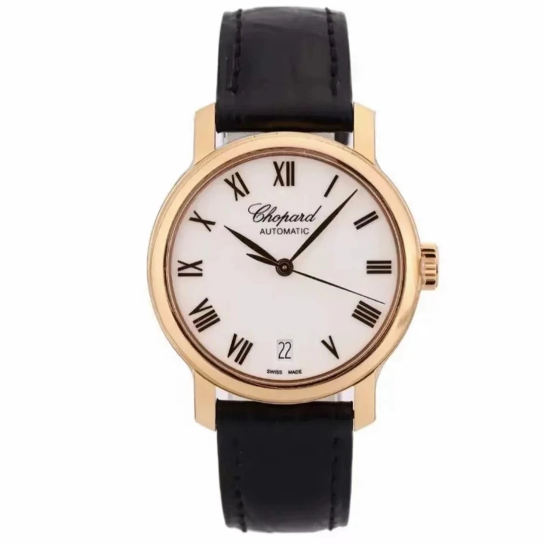 99新 Chopard/萧邦 表径33 18K 玫瑰金材质 日期显示