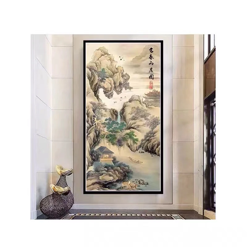 竖版富春山居图四股满绣52色140*75-蒙娜丽莎十字绣非成品套件