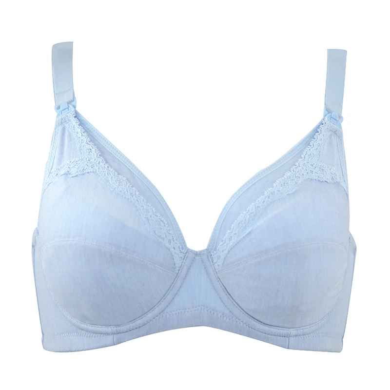蕾丝纯棉大码女士哺乳内衣全罩薄款透气文胸亲肤前开扣孕妈B95026