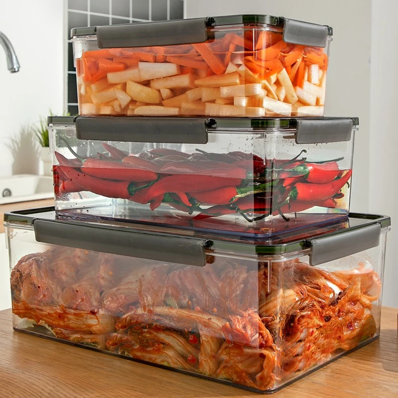 澳玛特大容量腌菜咸菜罐泡椒鸡爪密封盒容器泡菜盒长方形防潮收纳