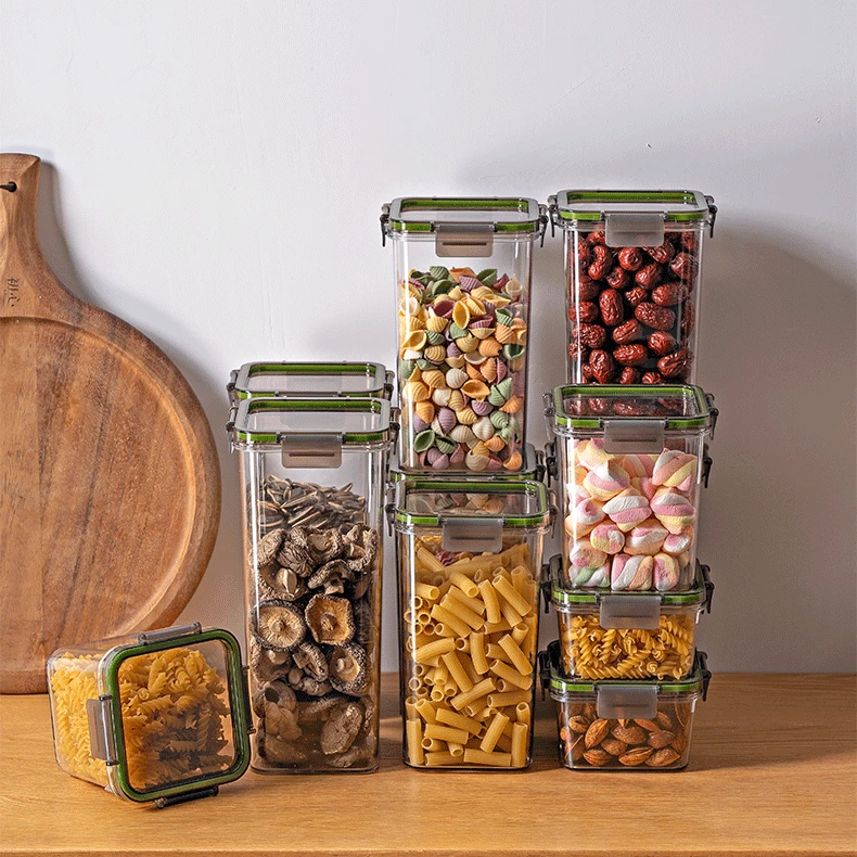 澳玛特4件套厨房收纳盒食品级塑料透明盒杂粮零食干货冰箱密封盒