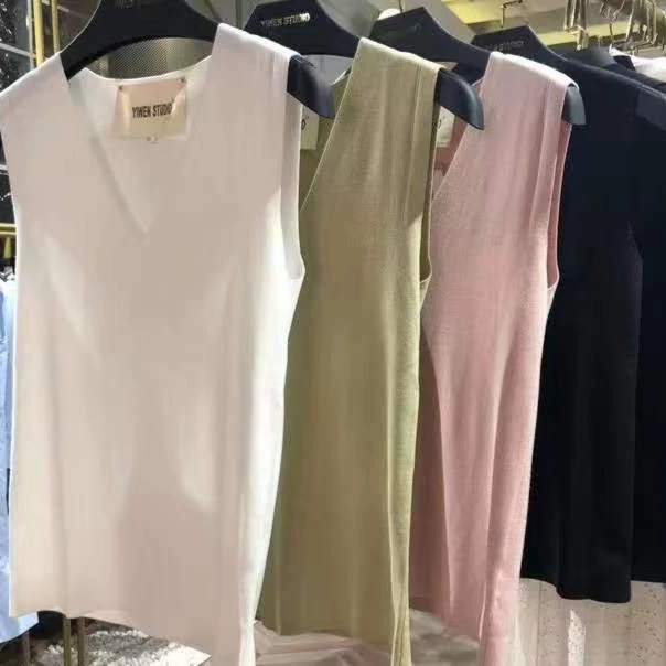 YIWEN CAOYiwen Studio原创设计师百搭V领宽肩针织背心纯色四季款