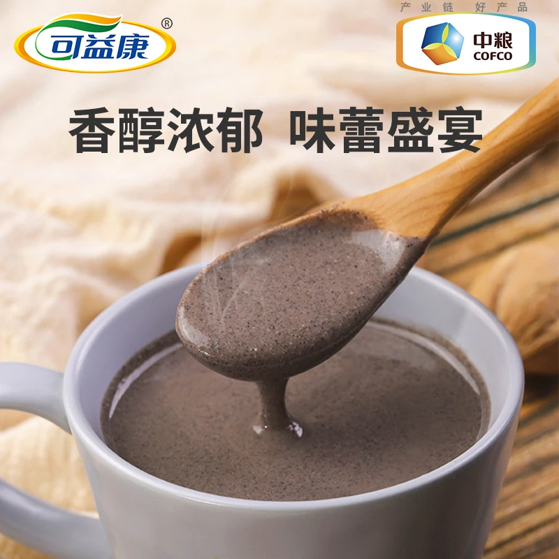 中粮可益康芝麻核桃黑豆粉家庭早餐代餐营养饱腹食品500g/桶