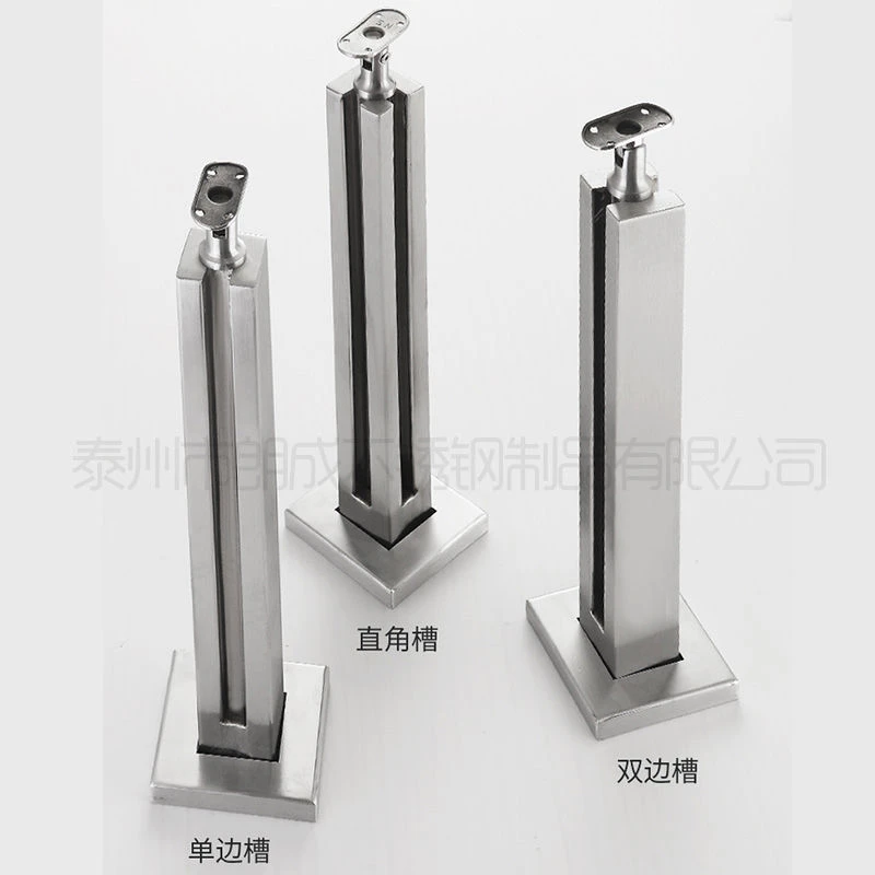 内卡不锈钢立柱玻璃免打孔用于玻璃楼梯和阳台平台护栏固定玻璃