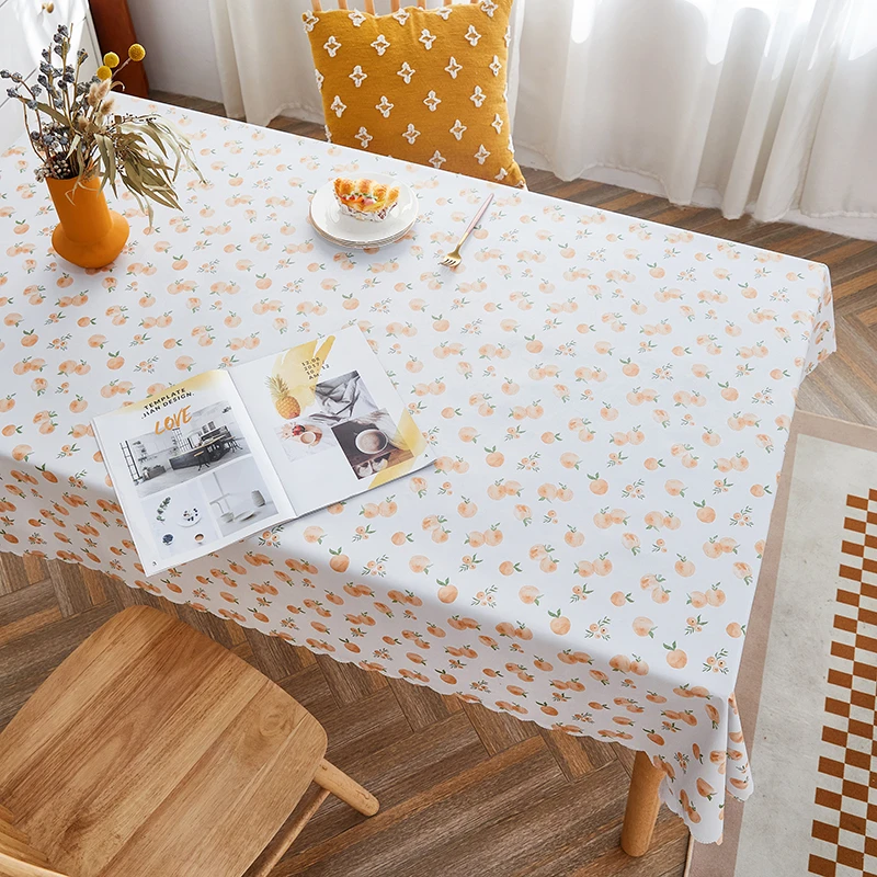 水蜜桃花边--田园pvc桌布防水防油免洗ins风桌面餐桌台布茶几垫