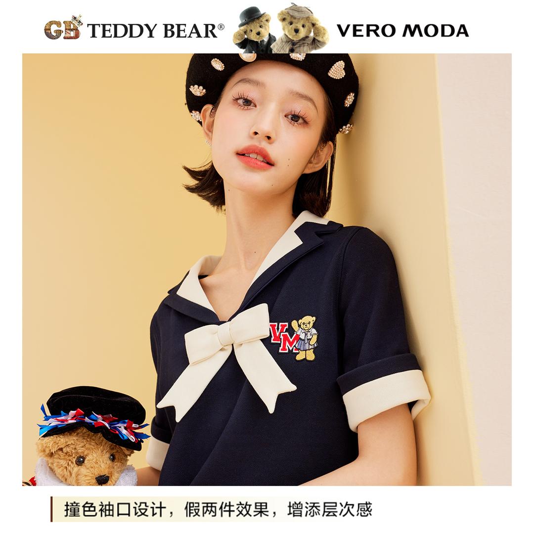 VERO MODA2022新款泰迪熊联名甜美蝴蝶结连衣裙女322161022