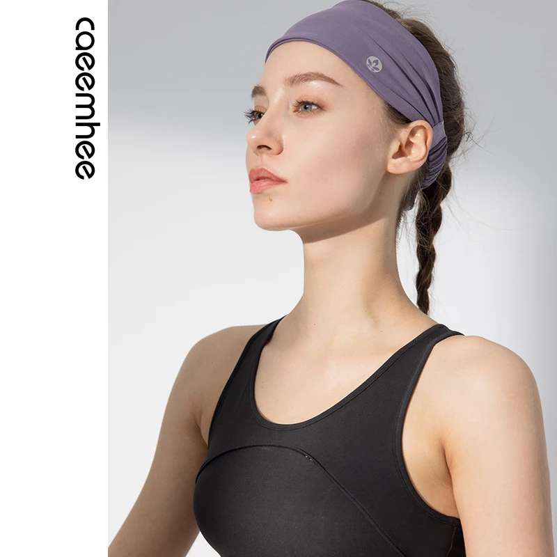 卡益春夏新款高弹瑜伽发带女训练运动吸汗头巾宽边健身跑步止汗带