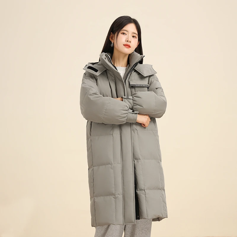 【简约特卖】雪中飞百搭休闲宽松冬季女款中长款羽绒服X20141366F