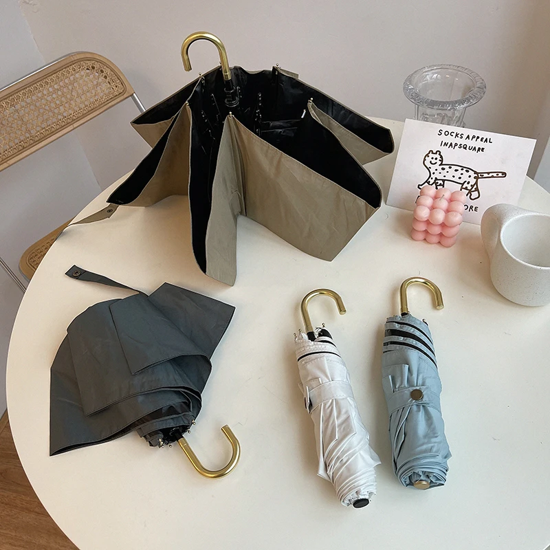 法式复古雨伞折叠太阳伞女晴雨两用防晒防紫外线ins伞迷你弯钩伞