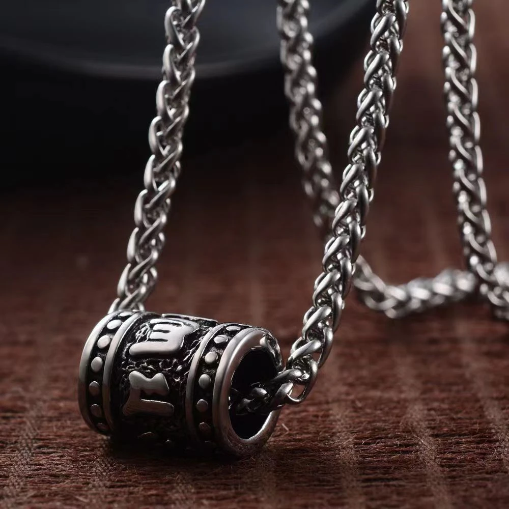 钛钢吊坠 转动珠项链复古简约不褪色配饰品潮流时尚手工情侣挂坠
