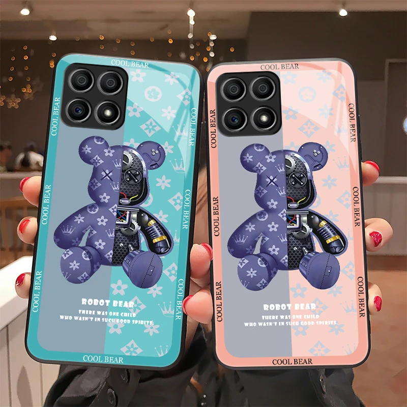 潮牌小熊适用于华为荣耀x30i手机壳荣耀X30i玻璃壳全包硅胶防摔高