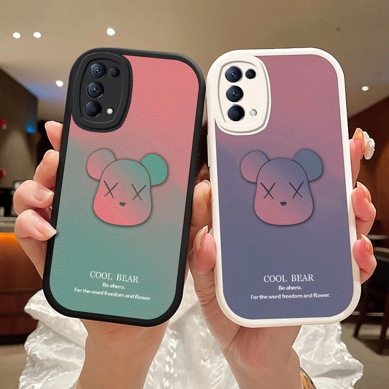 多彩小熊opporeno5手机壳高级小羊皮reno5pro女款新款Reno5k保护