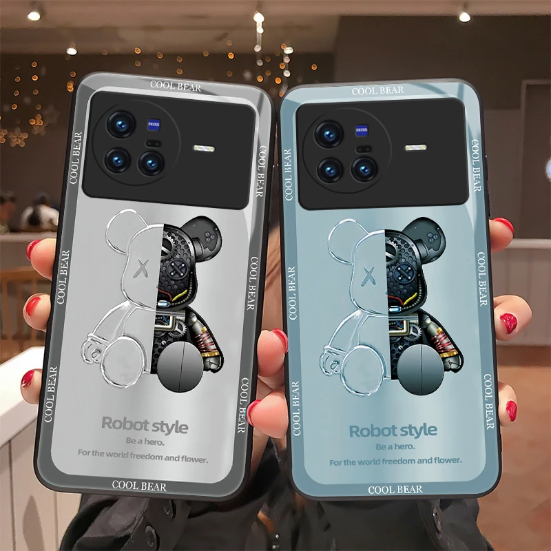 机械小熊vivox80手机壳X80玻璃女款男全包防摔保护套x80pro+创意