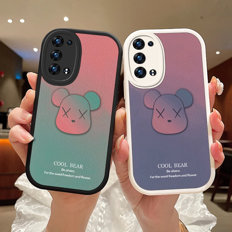 多彩小熊适用opporeno6pro+手机壳Reno6pro十小羊皮趣味奢华女款