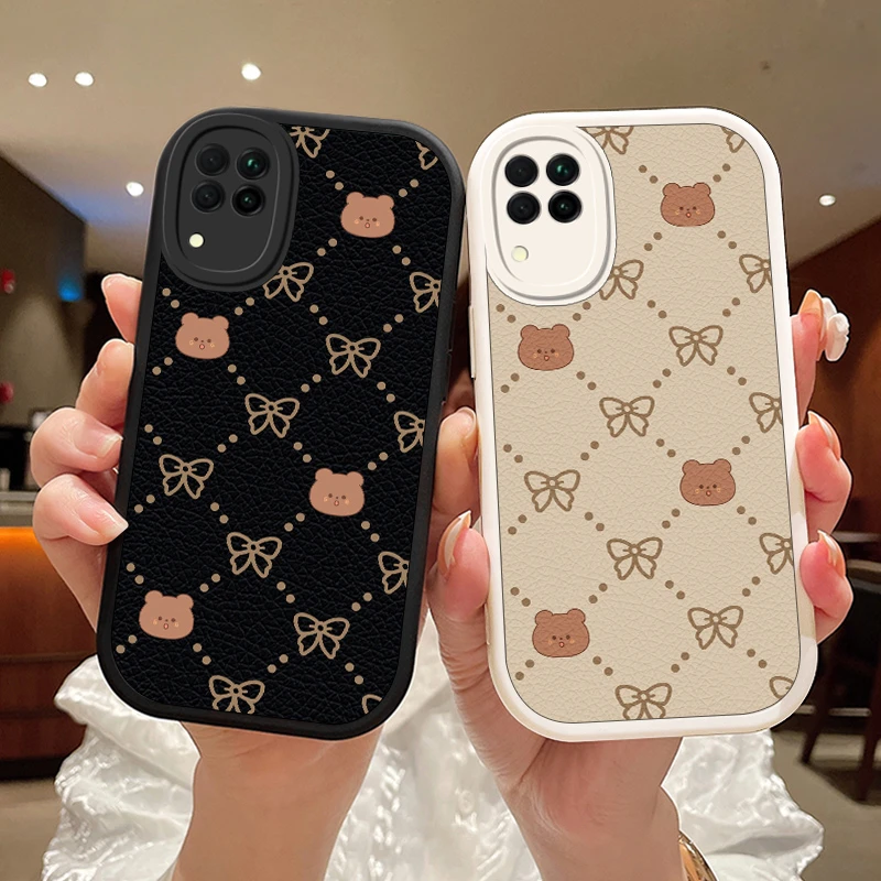 迷你熊适用华为nova6se手机壳nova6 5G保护套女款小羊皮外壳硅胶