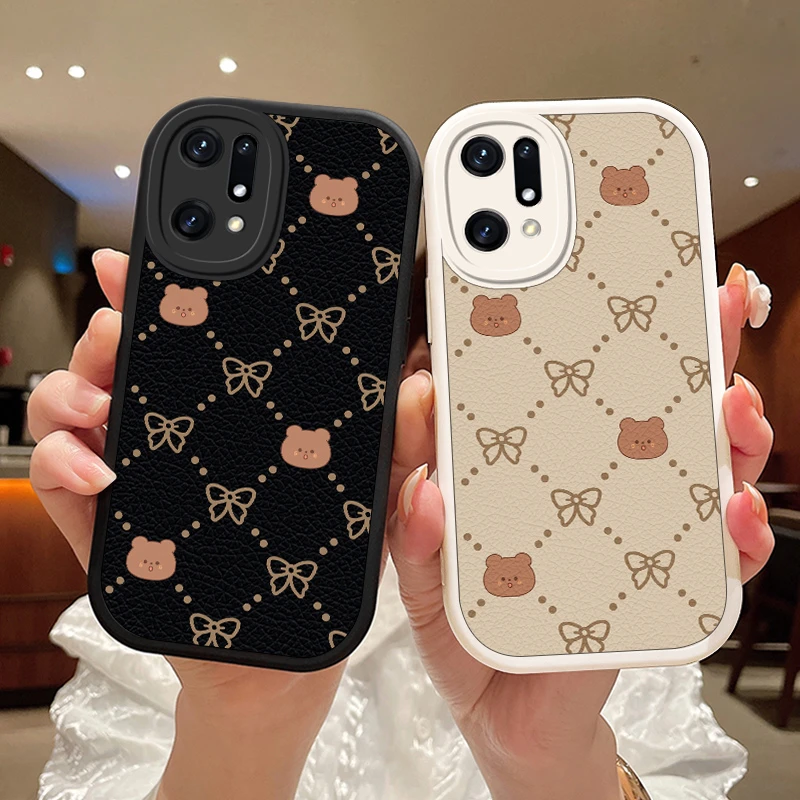 迷你熊oppofindx5手机壳findx5pro小羊皮保护套创意防摔女款壳全