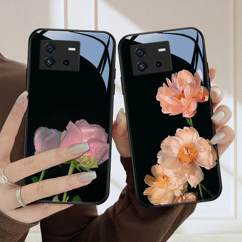 幽香花iqooneo6手机壳IQOOneo6se玻璃质感高级女款vivo硅胶全包防