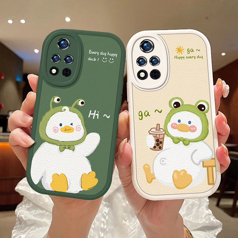 超萌鸭适用华为荣耀v40手机壳V40轻奢版保护套v30男女款v30pro硅